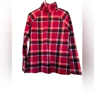 NWT Plaid Eddie Bauer Quarter Zip Fleece Jacket, Size‎ Medium